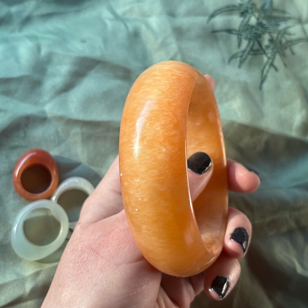 Jade jewelry lot orange jade bangle ring green jade rings